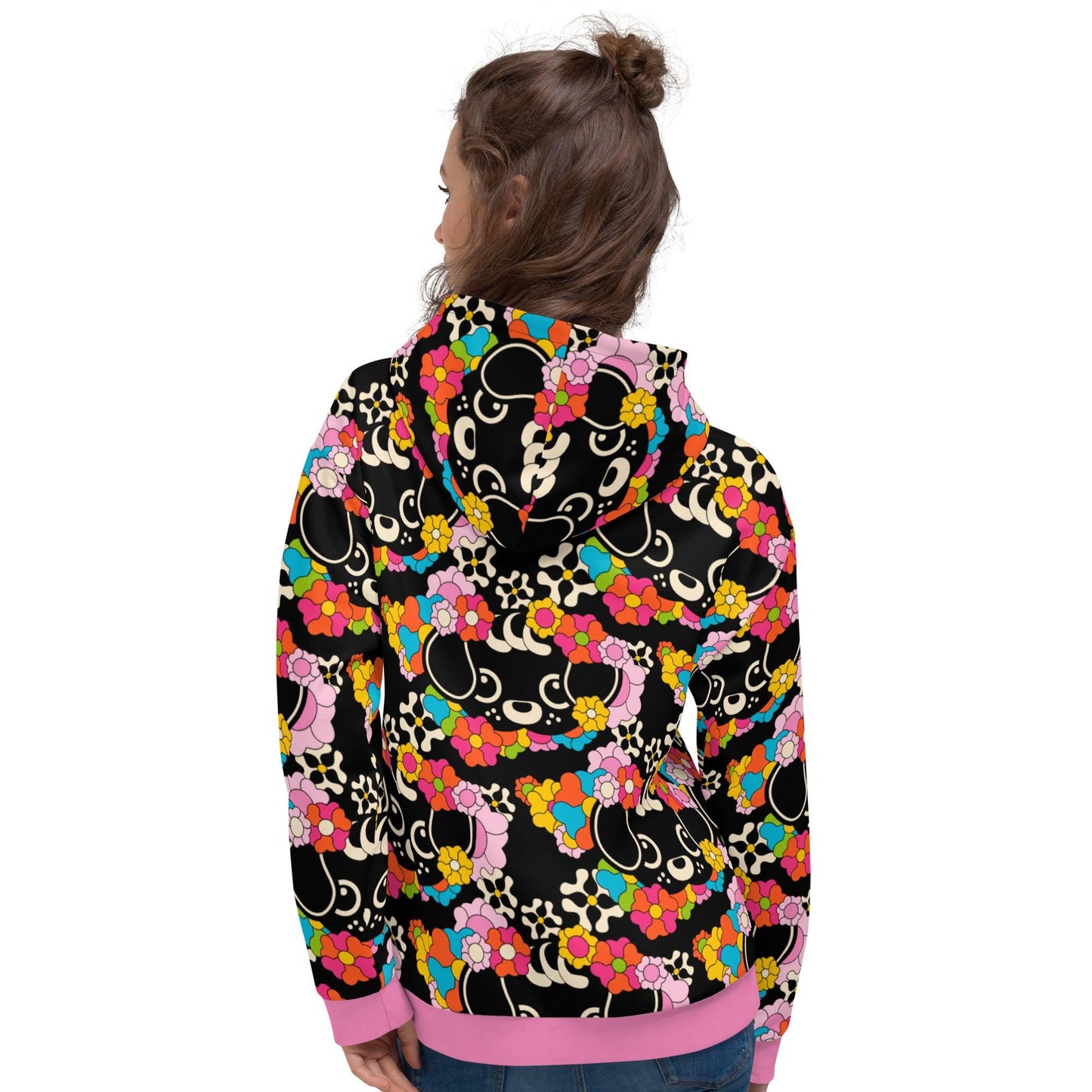 Hoodie - FUNKYPUP black - Cute dogs and flowers print