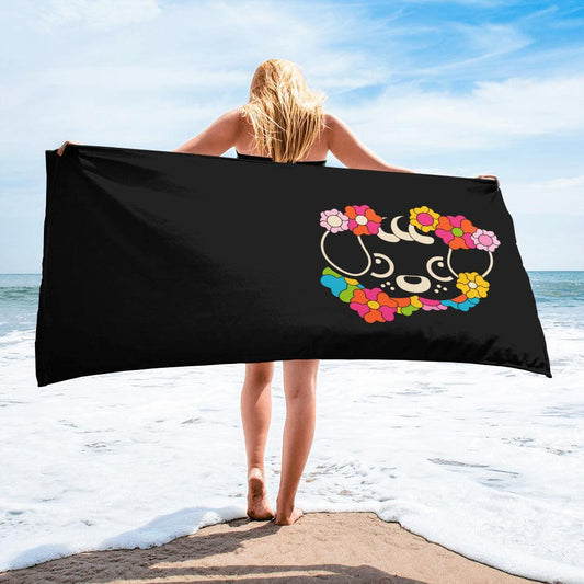 Towel - FUNKYPUP black (just pup) - Cute dogs and flowers print Default Title