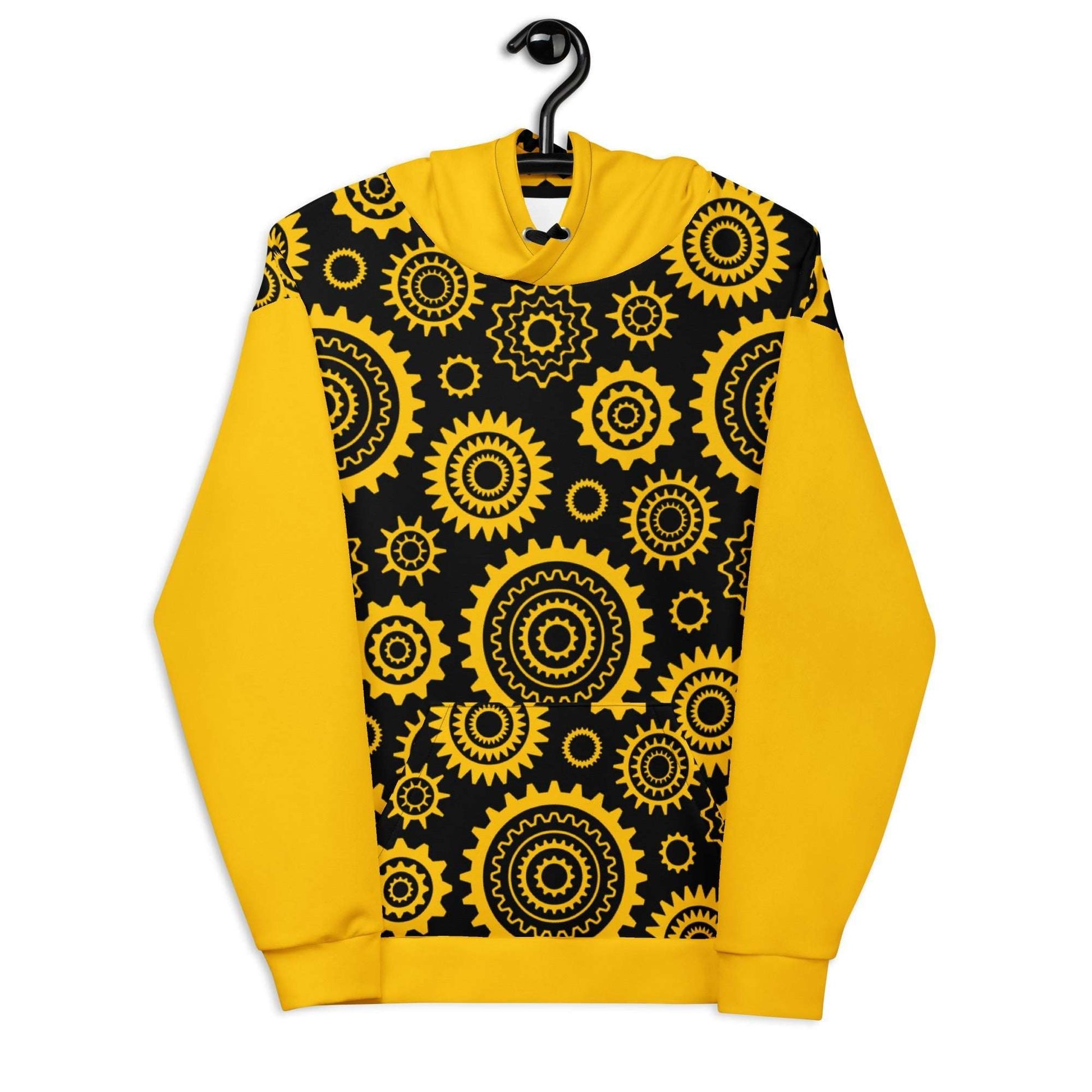 Hoodie - GREAT GEAR yellow black - Gear and tech print 6XL
