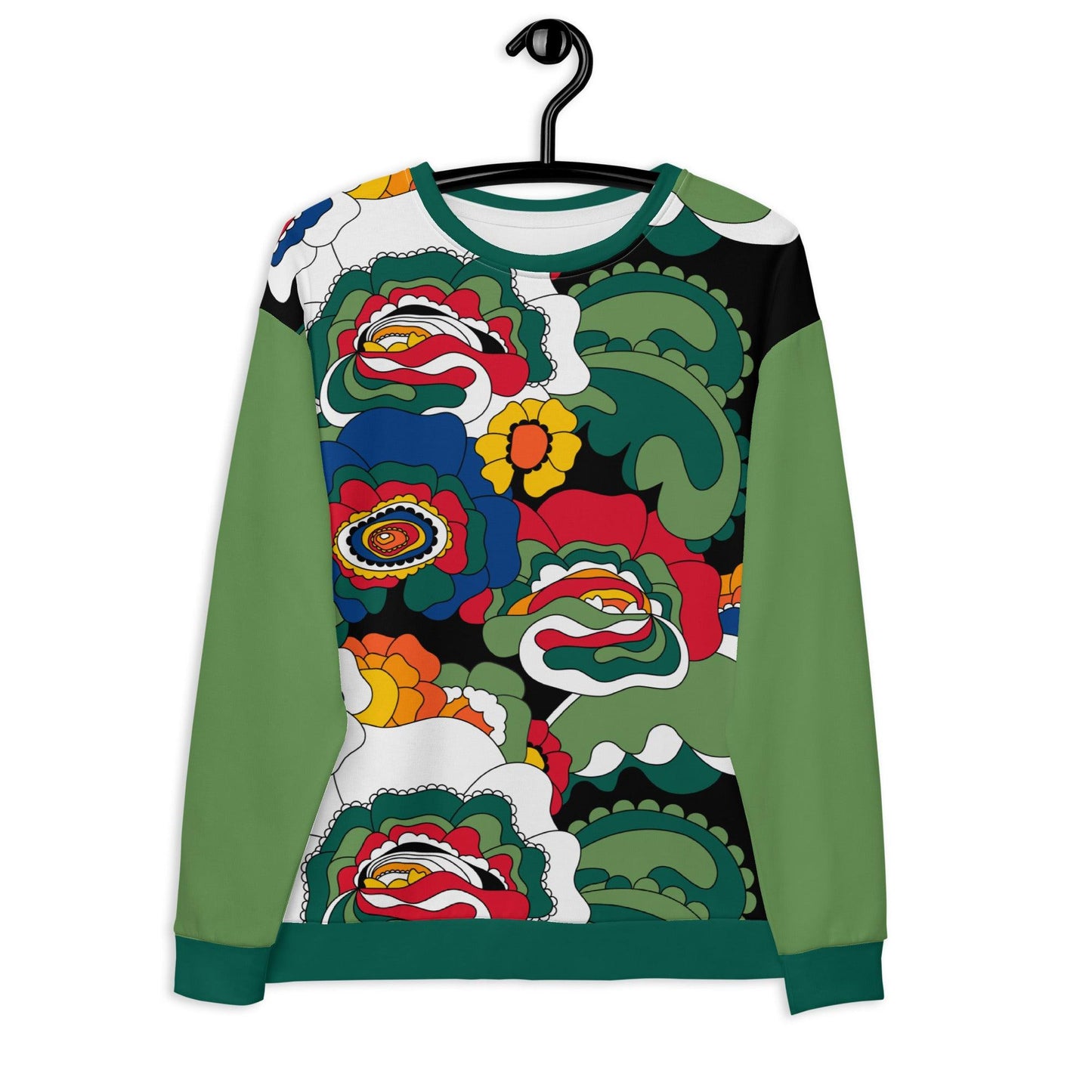 Sweatshirt - GROOVY KURBITS black - Folk floral print 3XL