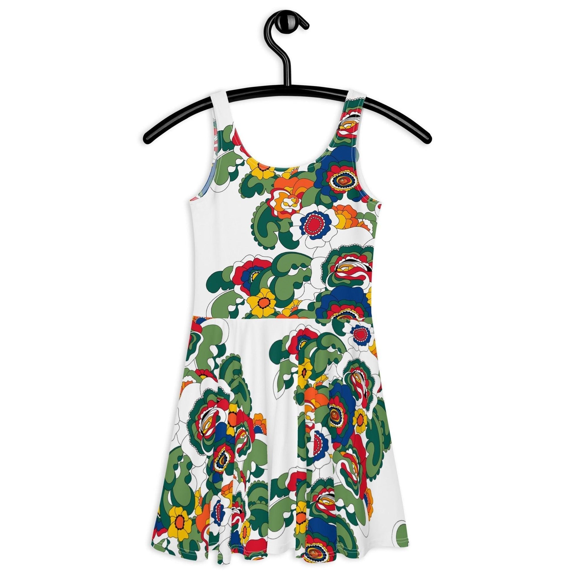 Skater dress - GROOVY KURBITS white - Folk floral print
