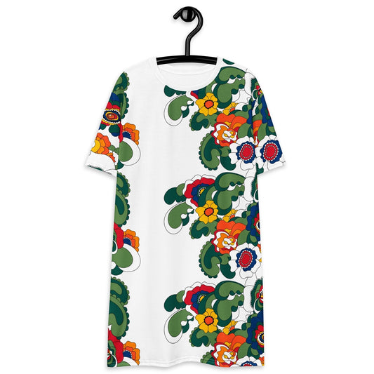 T-shirt dress - GROOVY KURBITS white - Folk floral print 6XL