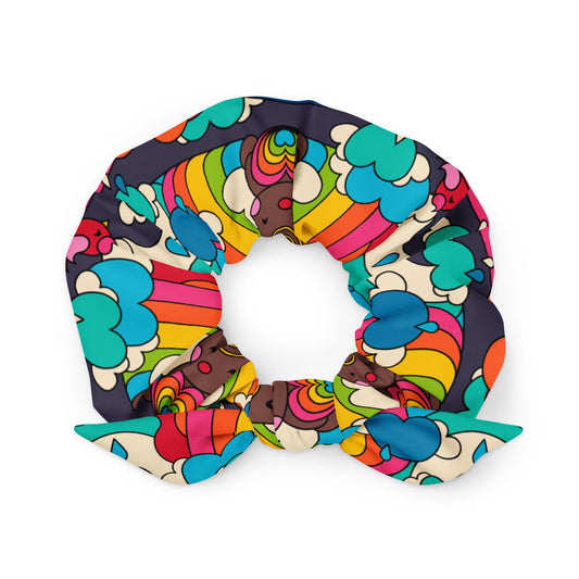 Scrunchie - HAPPY RAINDEAR - Reindeer and rainbows print Default Title