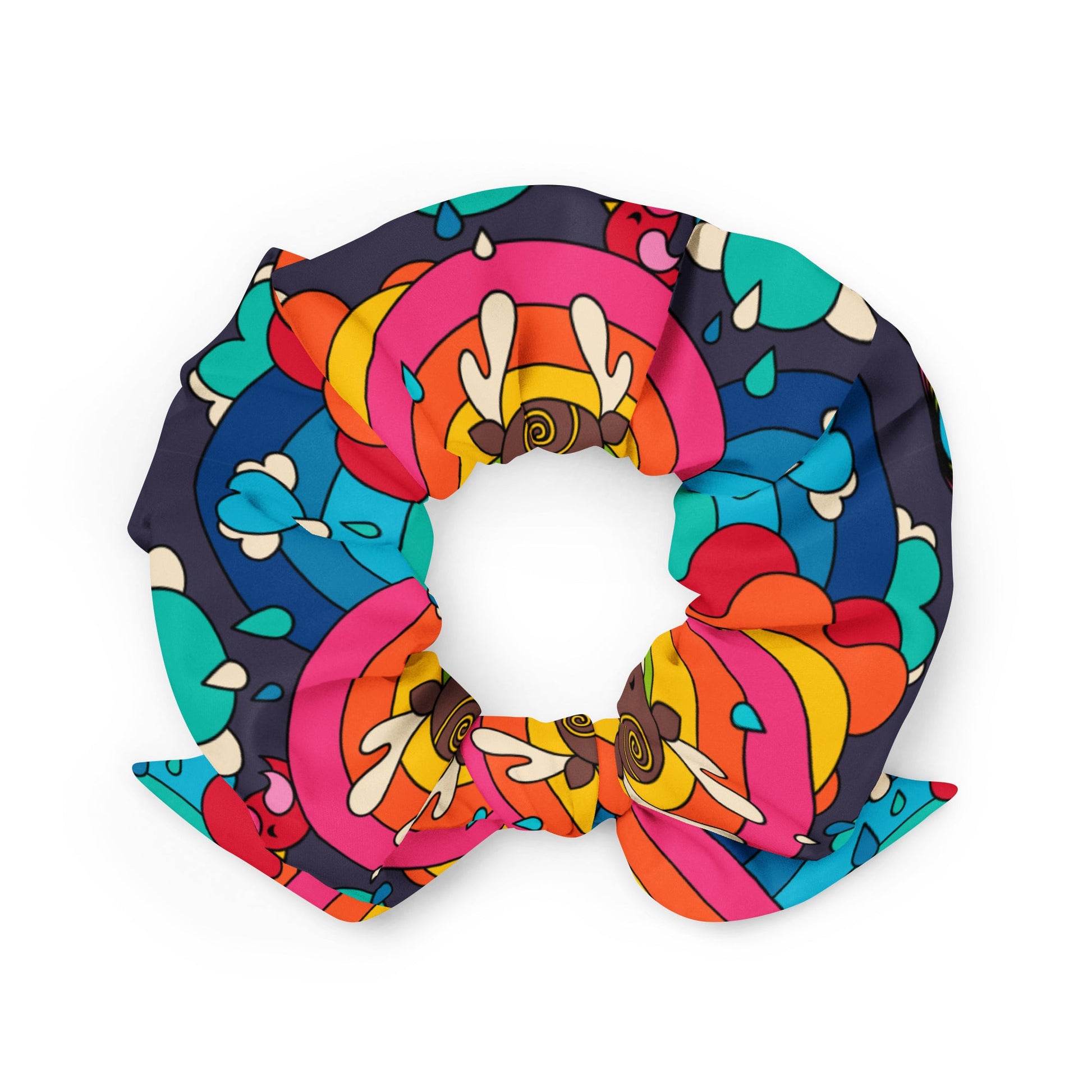 Scrunchie - HAPPY RAINDEAR - Reindeer and rainbows print