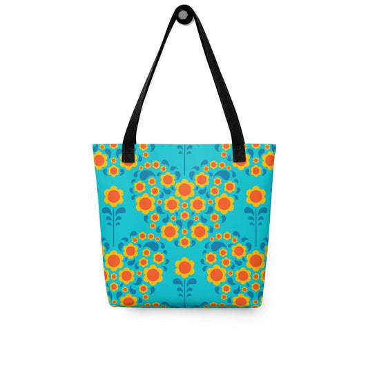 Tote bag - HEARTBEAT orange blue - Flower hearts print Default Title