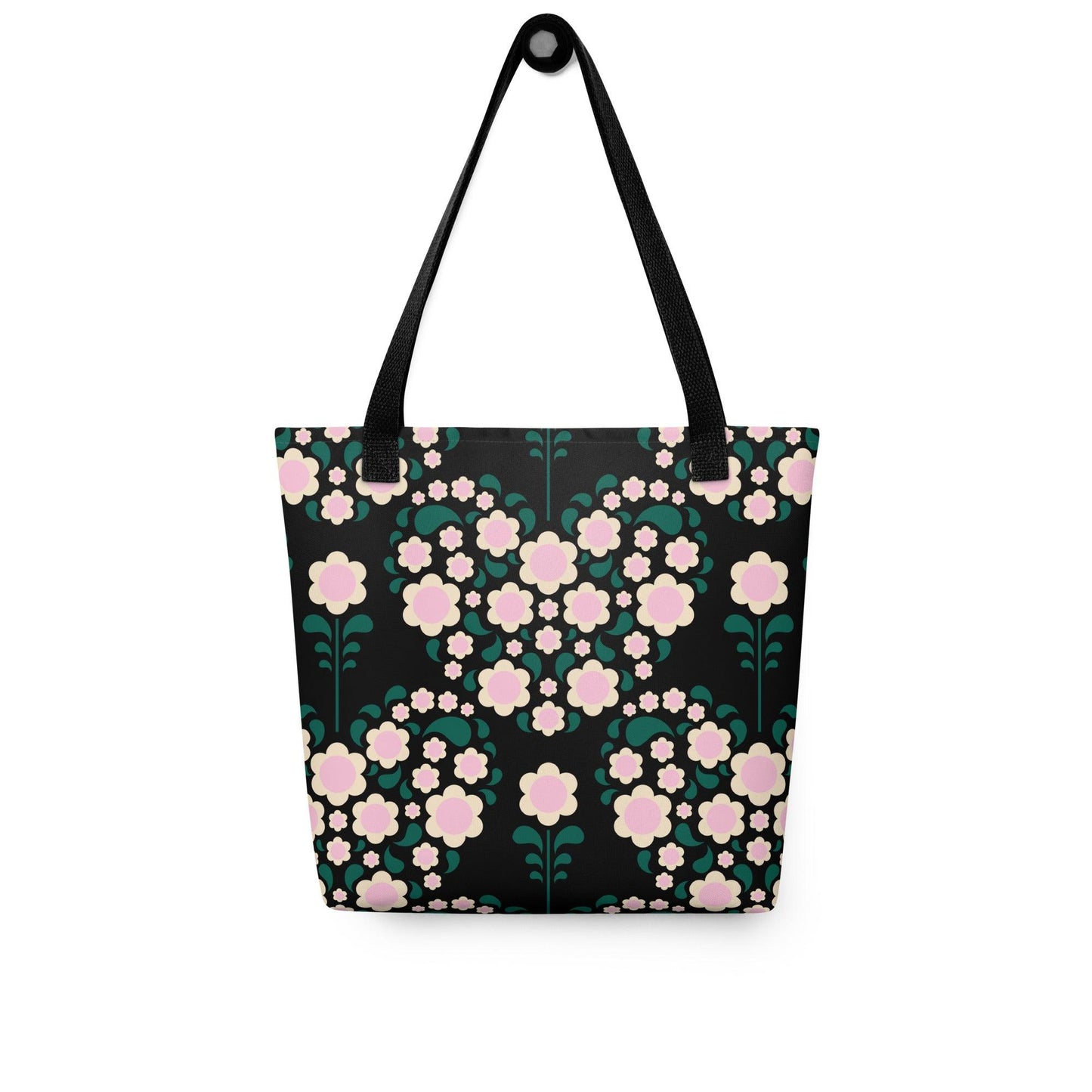 Tote bag - HEARTBEAT pink black - Flower hearts print Default Title