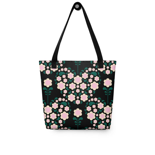 Tote bag - HEARTBEAT pink black - Flower hearts print Default Title