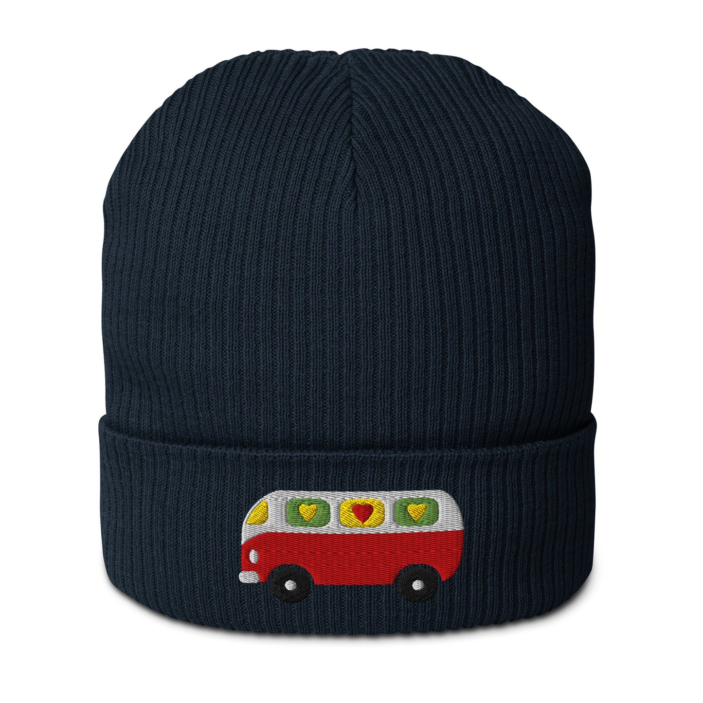 Beanie - HIPPIE DAY bus - Colorful hippie print Oxford Navy