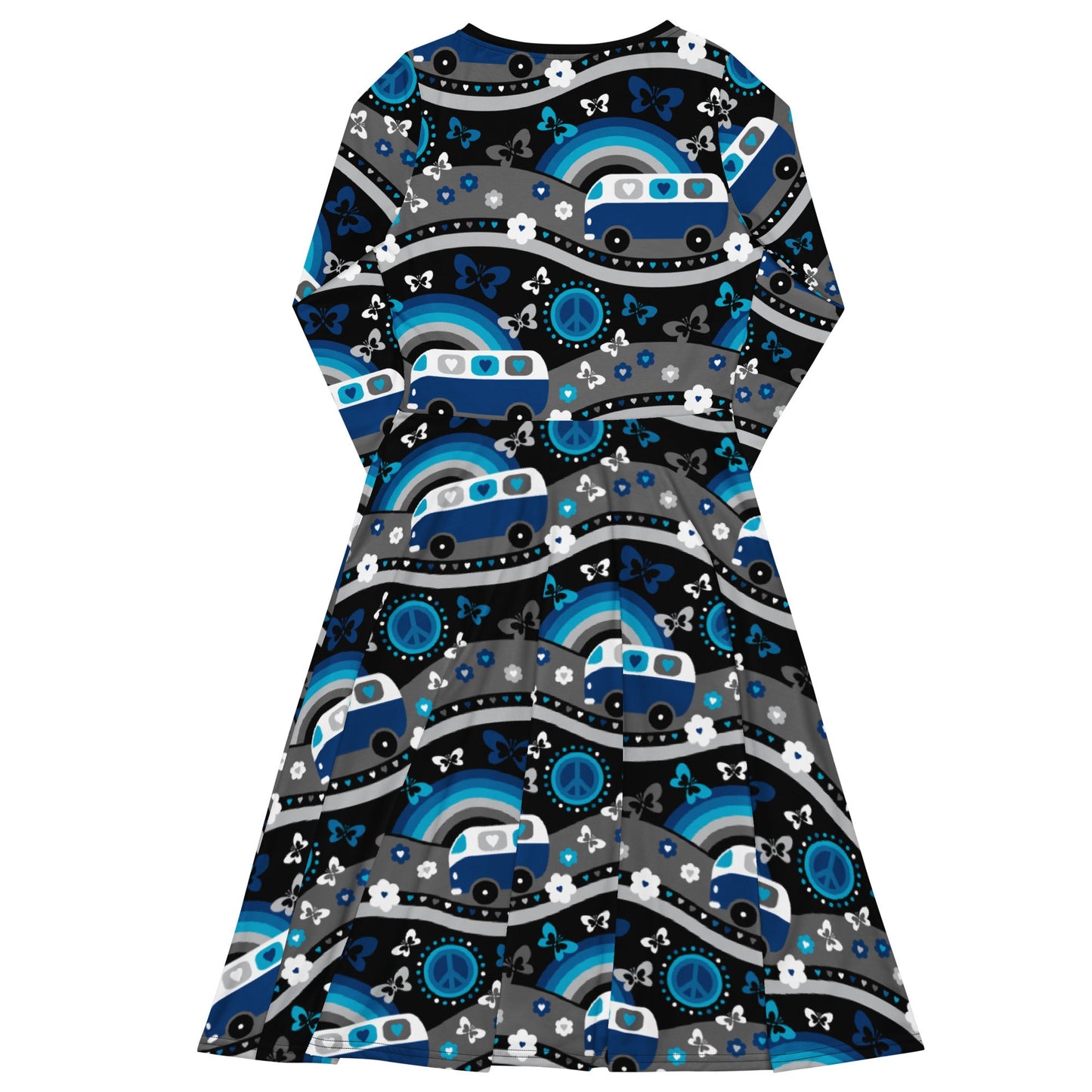 Midi dress - HIPPIE DAY cosmic blue - Colorful hippie print