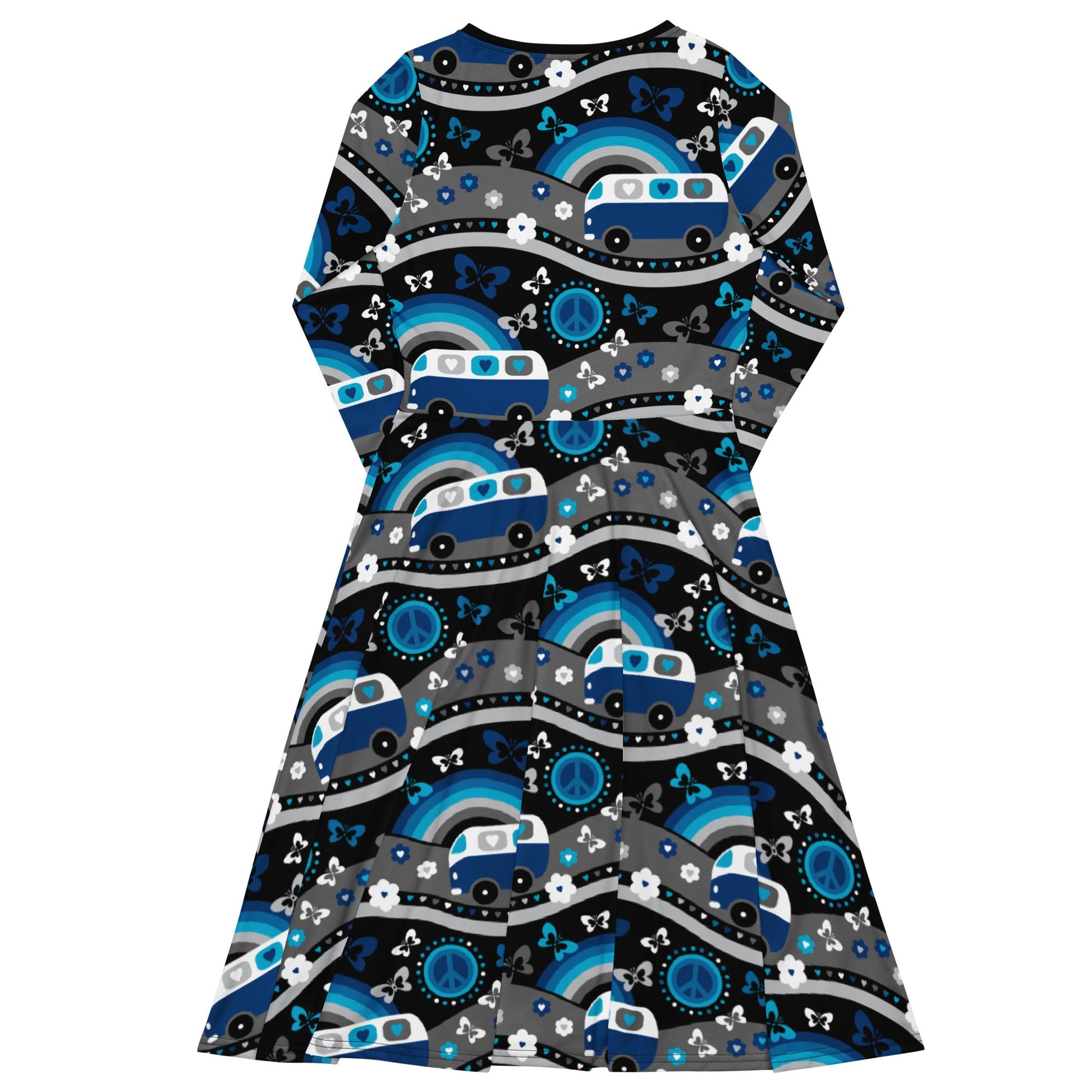 Midi dress - HIPPIE DAY cosmic blue - Colorful hippie print