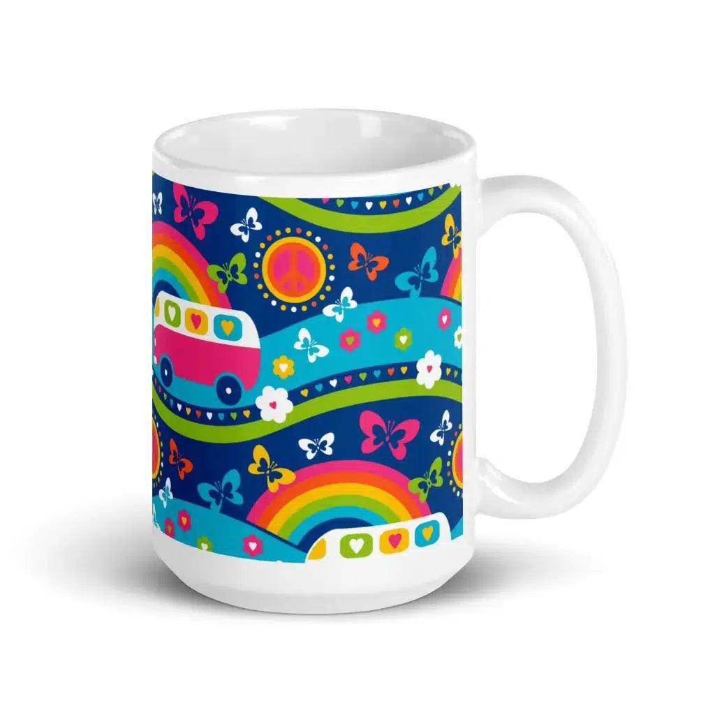 Mug - HIPPIE DAY pastel - Colorful hippie print 15oz