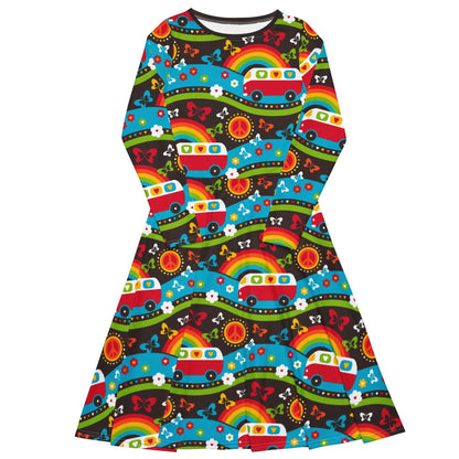 Midi dress - HIPPIE DAY rainbow - Colorful hippie print 6XL