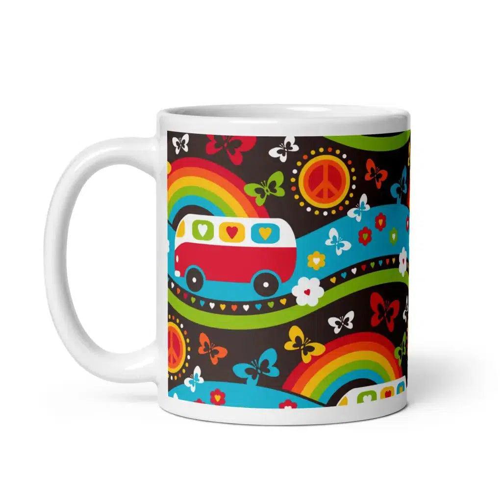 Mug - HIPPIE DAY rainbow - Colorful hippie print 11oz