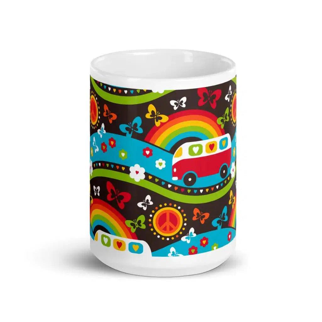 Mug - HIPPIE DAY rainbow - Colorful hippie print