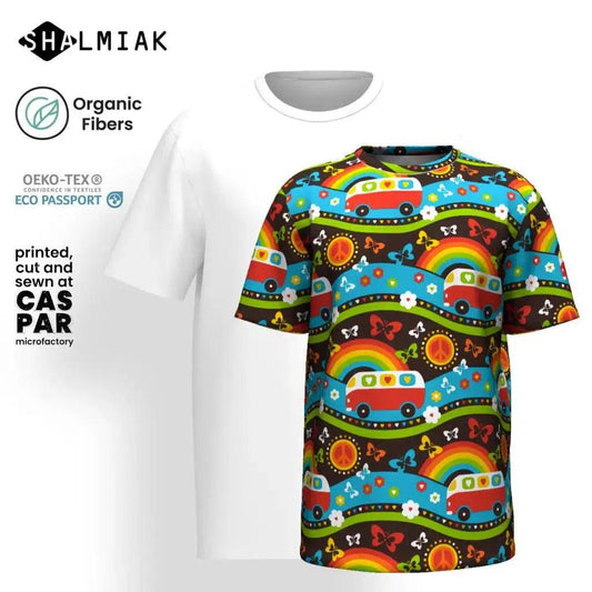 Organic cotton t-shirt - HIPPIE DAY rainbow - Colorful hippie print