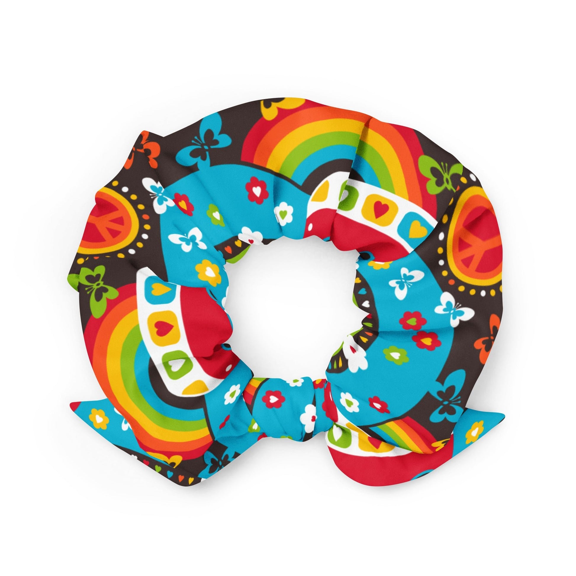 Scrunchie - HIPPIE DAY rainbow - Colorful hippie print