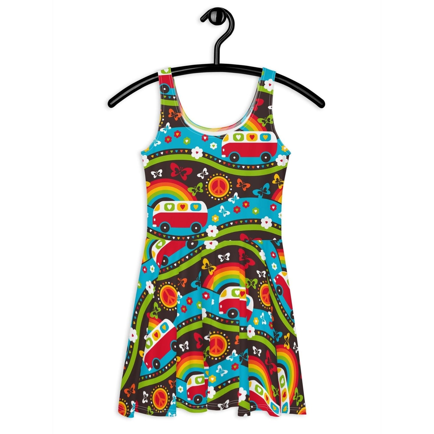 Skater dress - HIPPIE DAY rainbow - Colorful hippie print 3XL