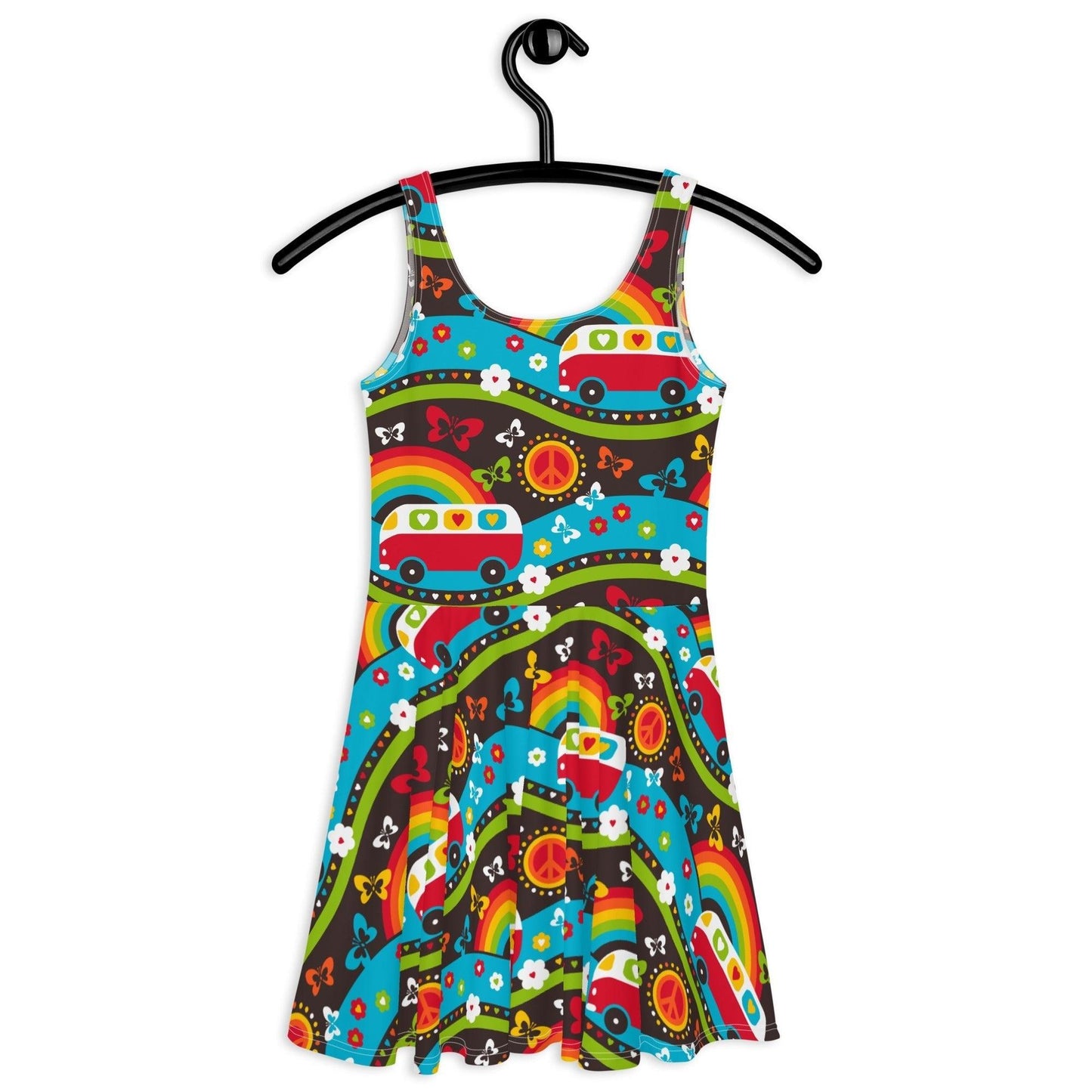 Skater dress - HIPPIE DAY rainbow - Colorful hippie print