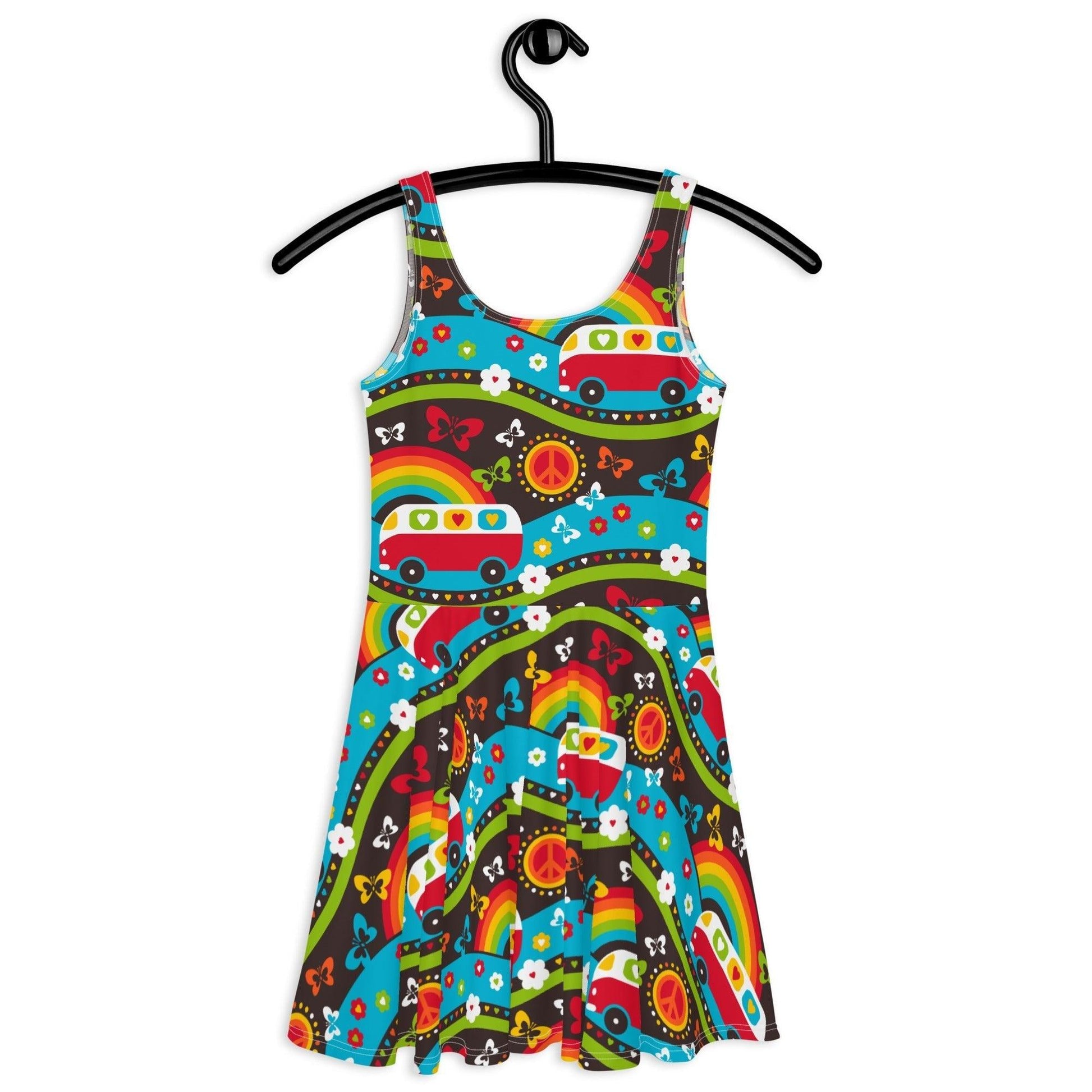 Skater dress - HIPPIE DAY rainbow - Colorful hippie print