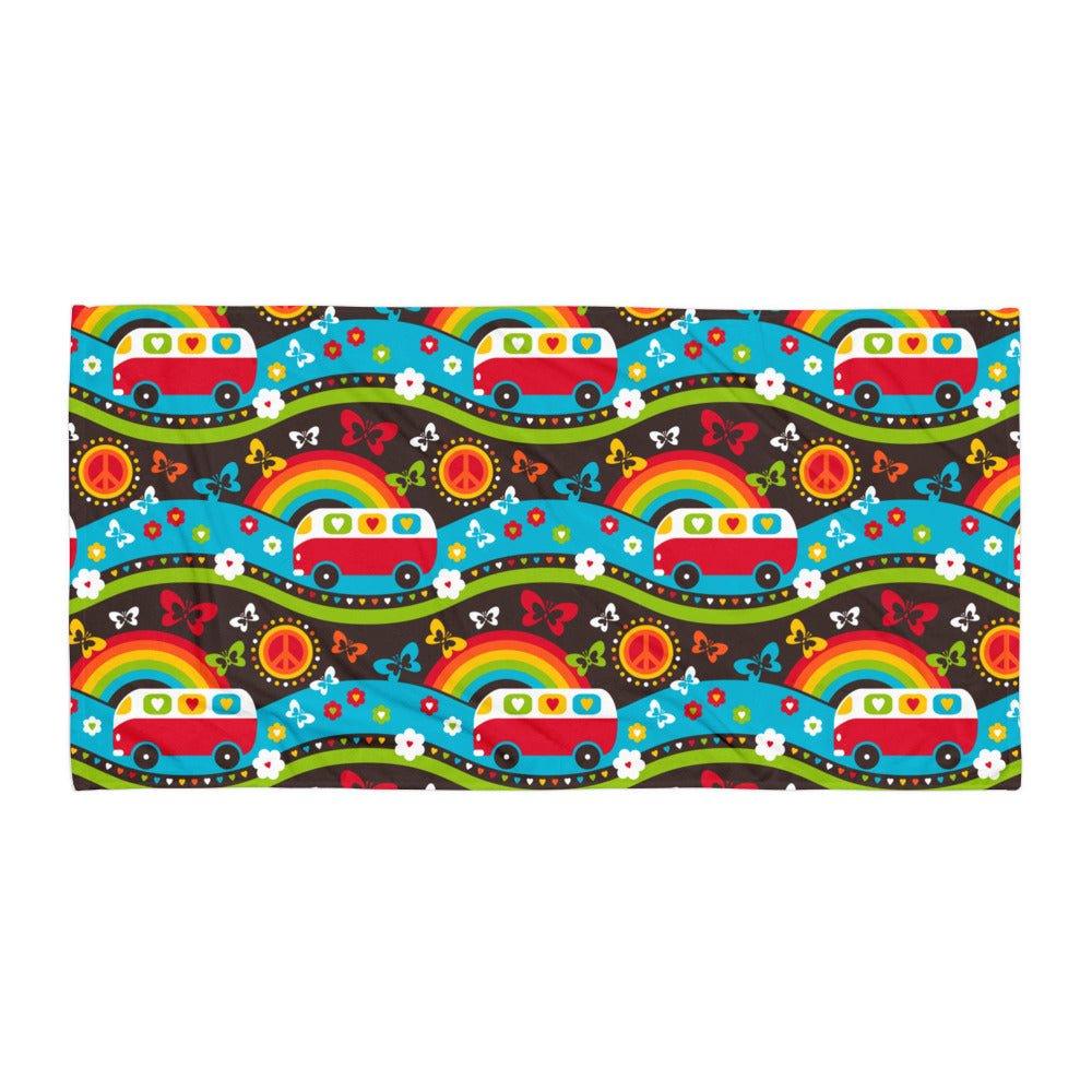 Towel - HIPPIE DAY rainbow - Colorful hippie print