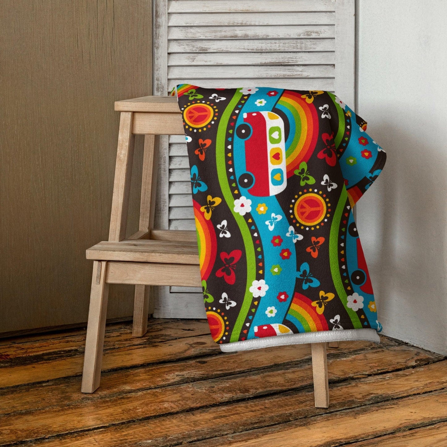 Towel - HIPPIE DAY rainbow - Colorful hippie print