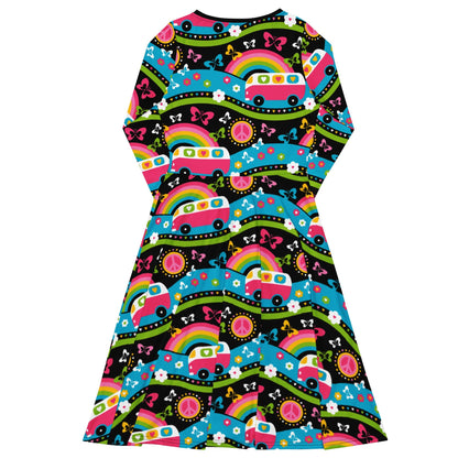 Midi dress - HIPPIE DAY sweet - Colorful hippie print