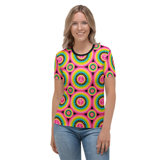 Woman's t-shirt - HIPPIE HURRAY sweet - Hippie Symbols & colorful circles