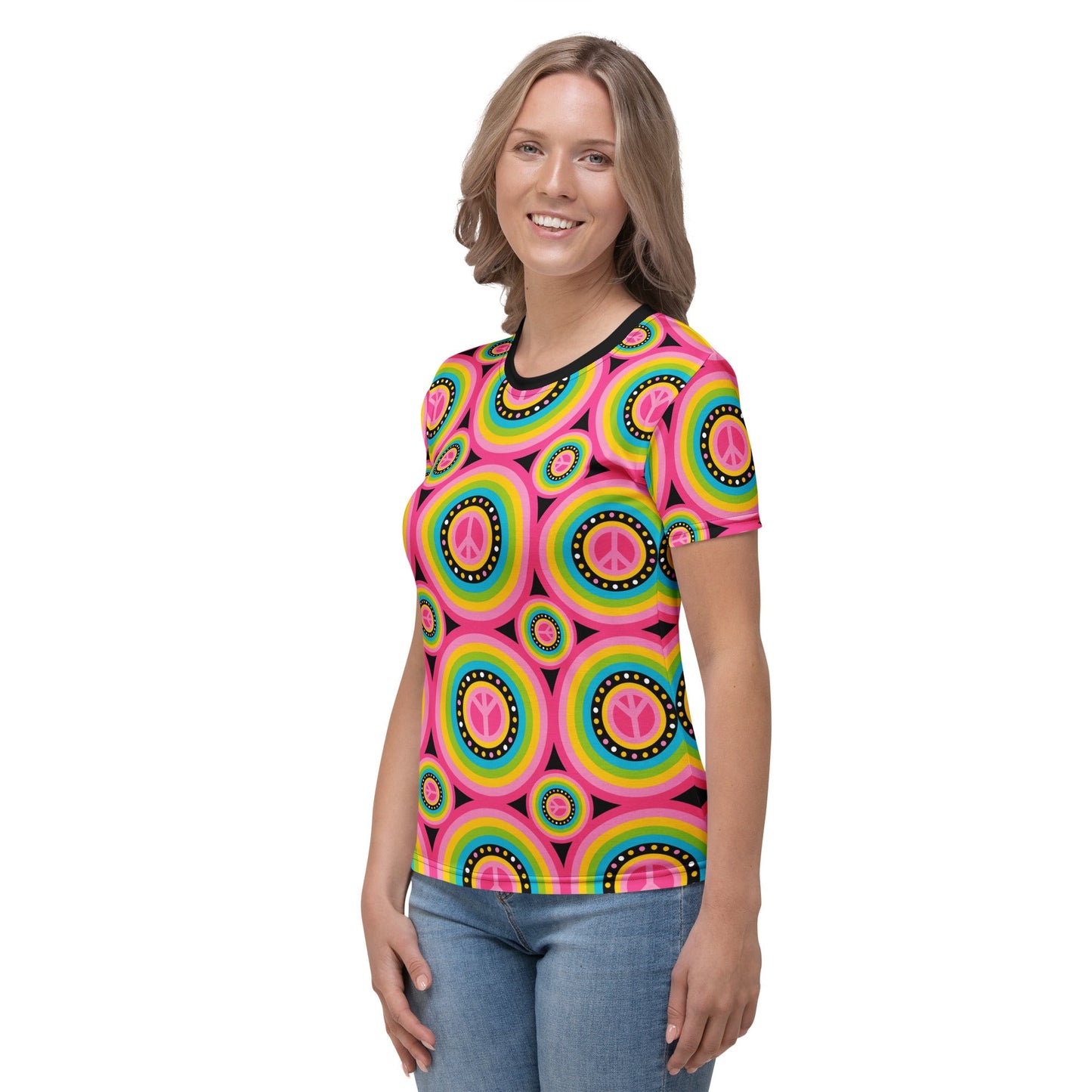 Woman's t-shirt - HIPPIE HURRAY sweet - Hippie Symbols & colorful circles