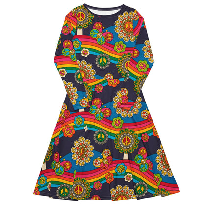Midi dress - HIPPIE PARK - Hippie symbols, rainbows & butterflies 6XL