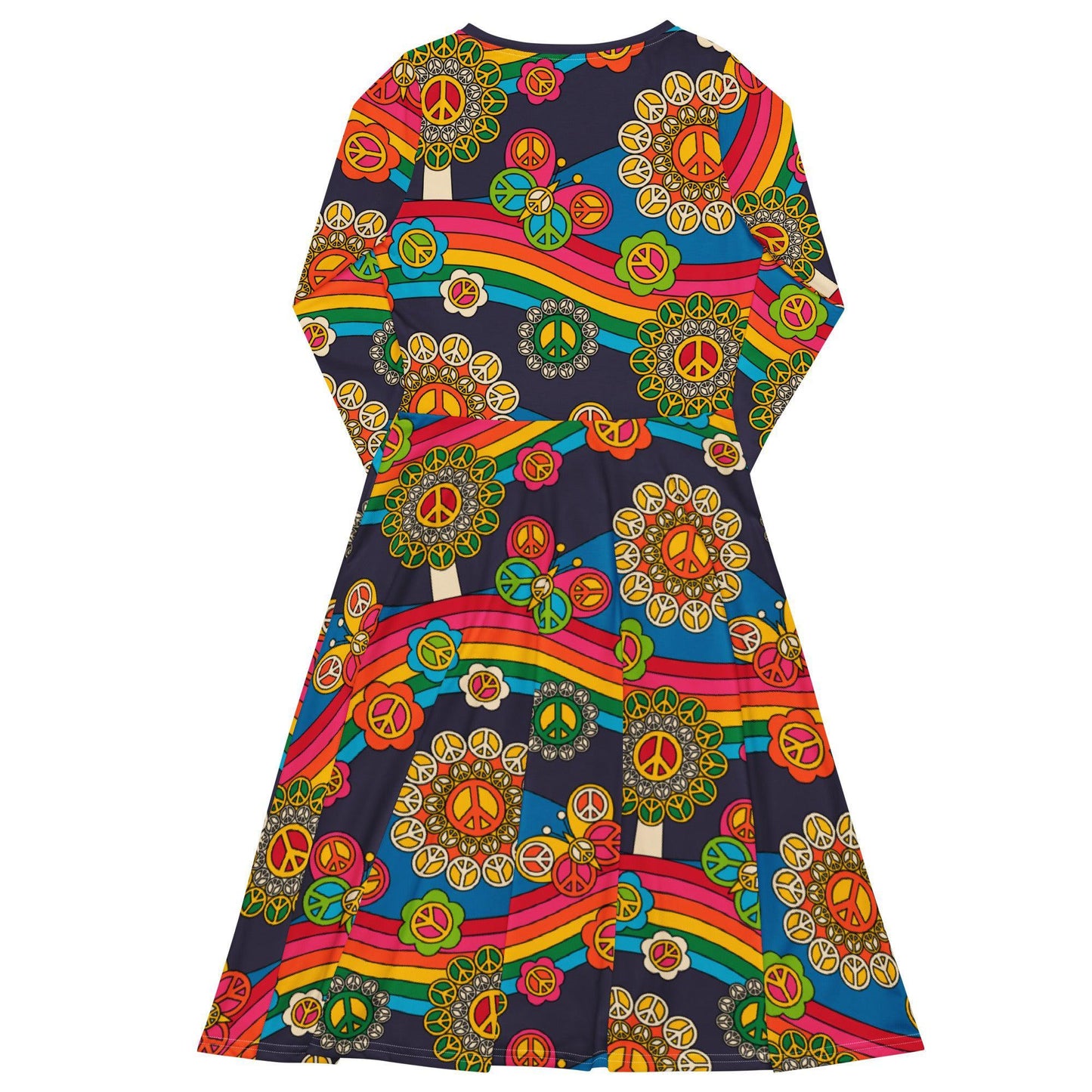 Midi dress - HIPPIE PARK - Hippie symbols, rainbows & butterflies