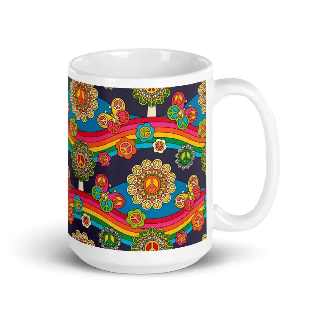 Mug - HIPPIE PARK - Hippie symbols, rainbows & butterflies