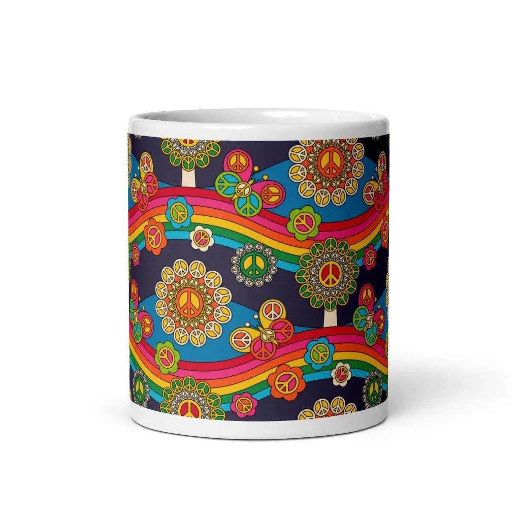 Mug - HIPPIE PARK - Hippie symbols, rainbows & butterflies 11oz