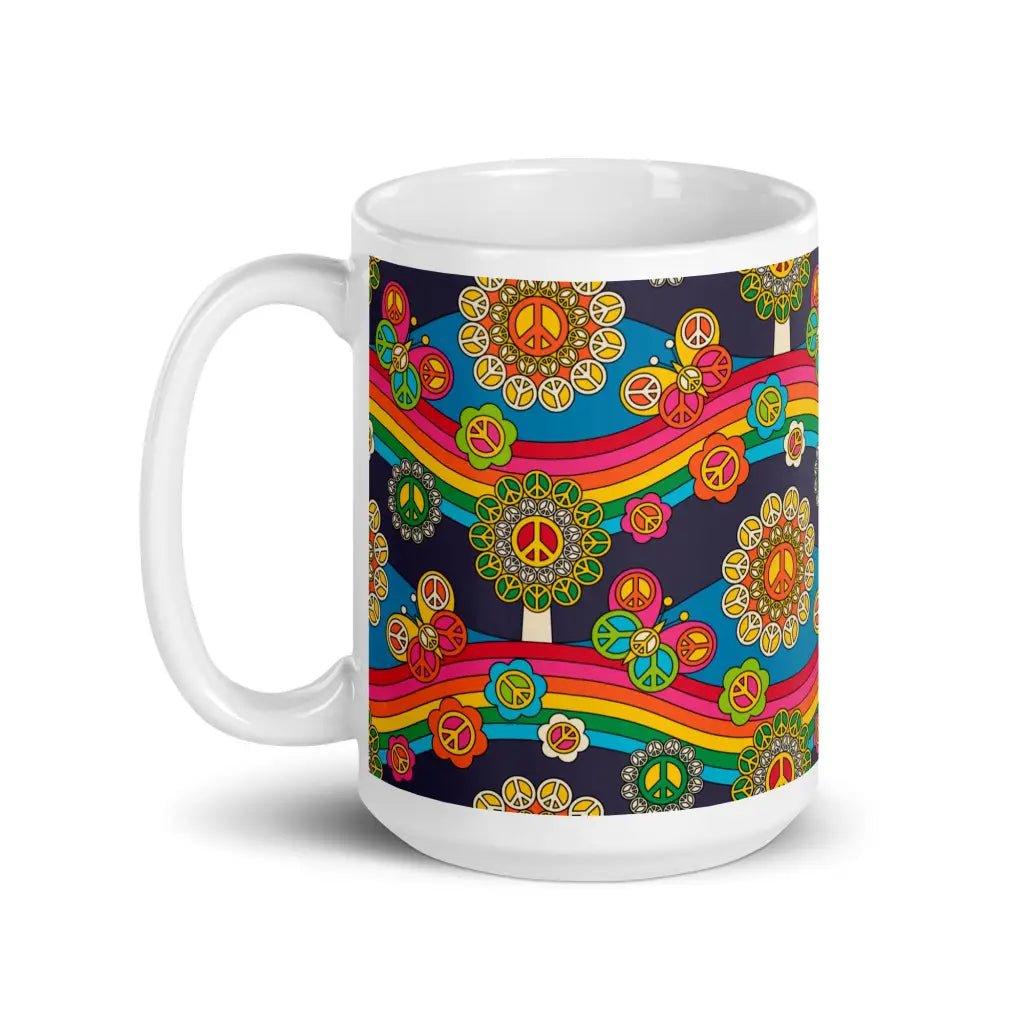 Mug - HIPPIE PARK - Hippie symbols, rainbows & butterflies
