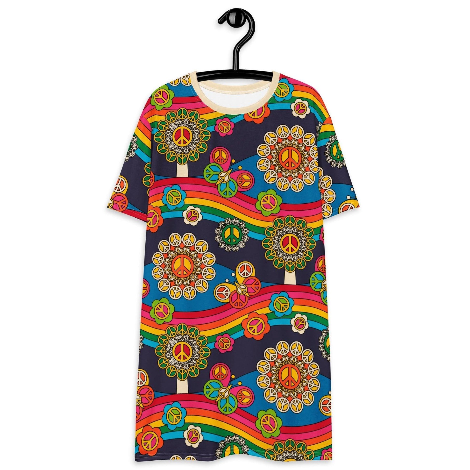 T-shirt dress - HIPPIE PARK - Hippie symbols, rainbows & butterflies 6XL