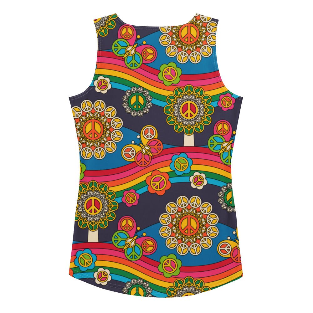 Tank top - HIPPIE PARK - Hippie symbols, rainbows & butterflies XL