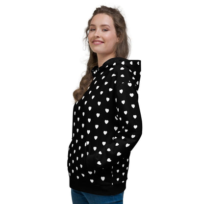 Hoodie - SMALL HEARTS bw - Small hearts print
