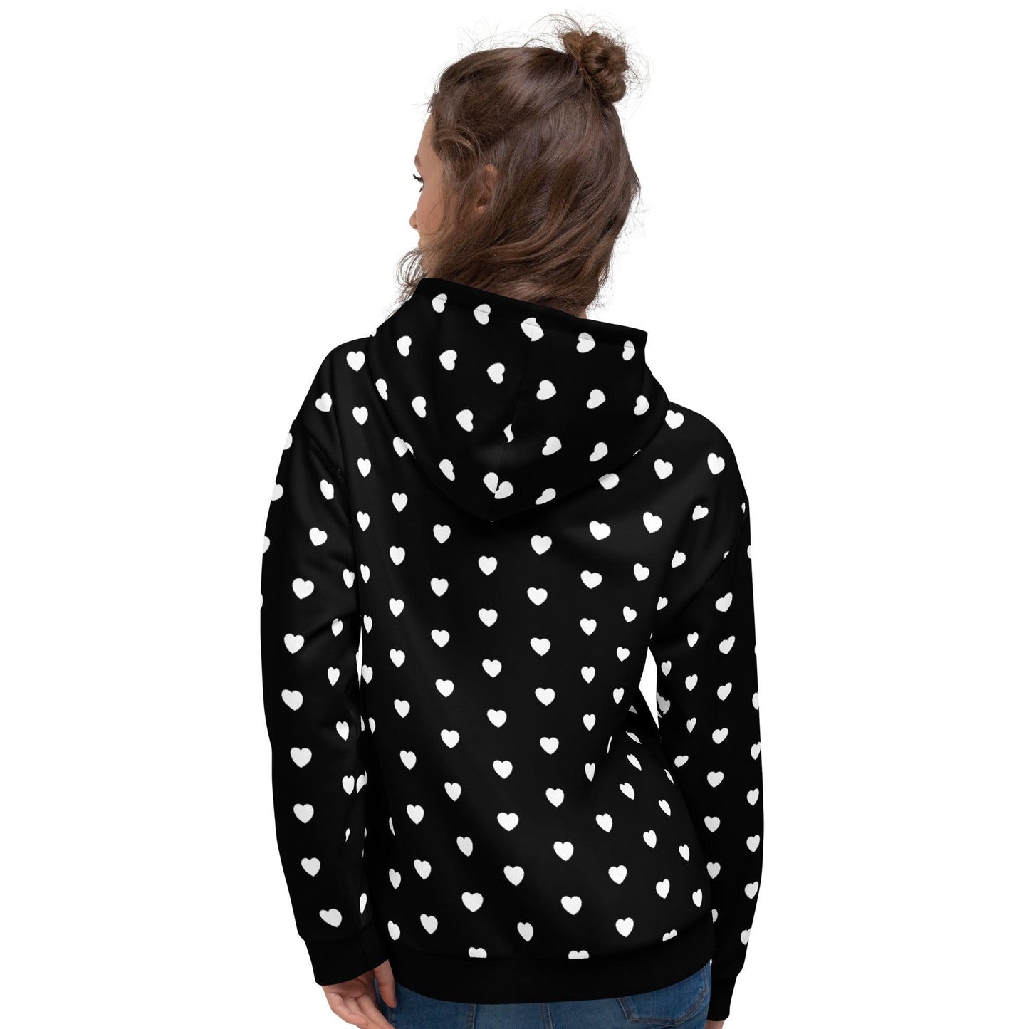 Hoodie - SMALL HEARTS bw - Small hearts print