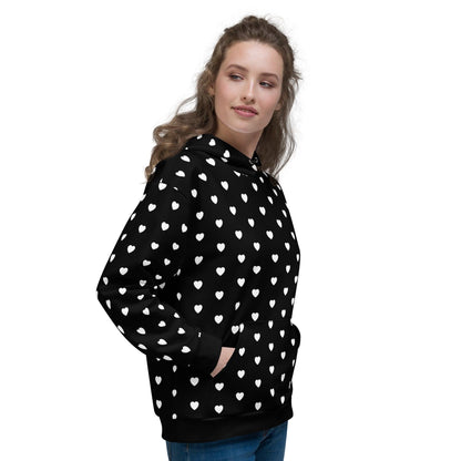 Hoodie - SMALL HEARTS bw - Small hearts print