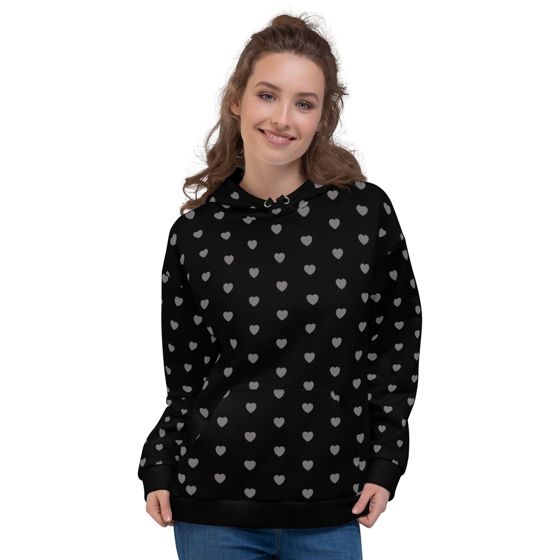 Hoodie - SMALL HEARTS grey - Small hearts print 6XL