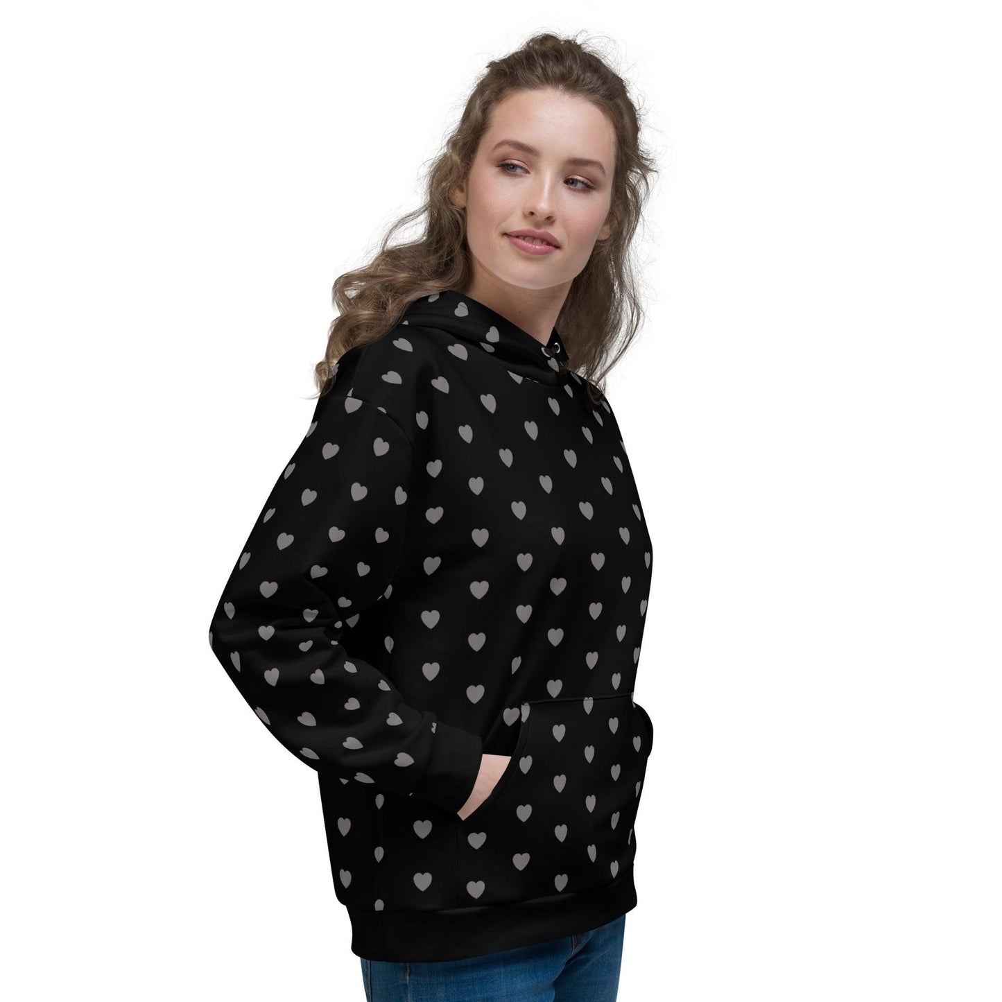 Hoodie - SMALL HEARTS grey - Small hearts print