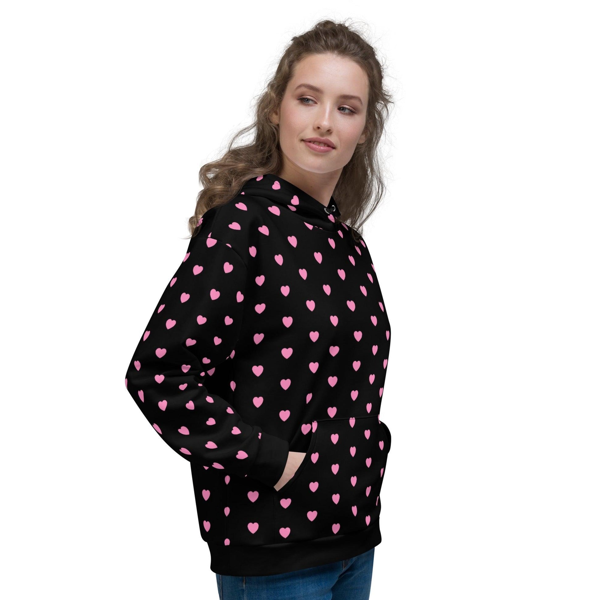 Hoodie - SMALL HEARTS pink - Small hearts print