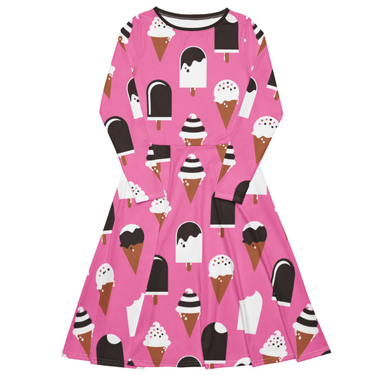 Midi dress - JÄDE pink - Happy ice cream print 6XL