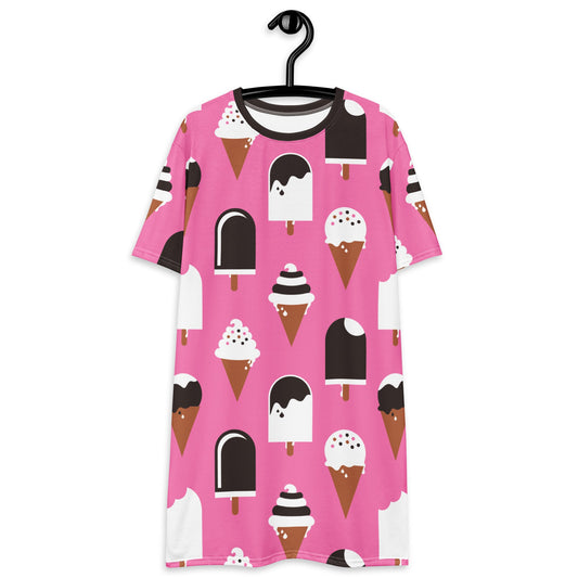 T-shirt dress - JÄDE pink - Happy ice cream print 6XL