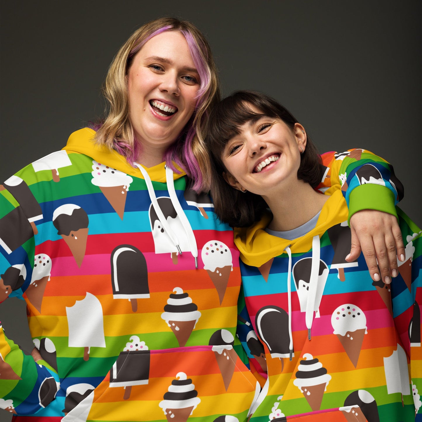 Hoodie - JÄDE rainbow - Happy ice cream print 6XL