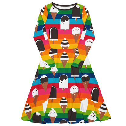 Midi dress - JÄDE rainbow - Happy ice cream print 6XL