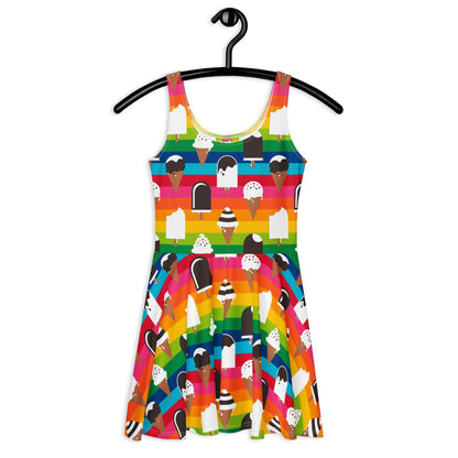 Skater dress - JÄDE rainbow - Happy ice cream print 3XL