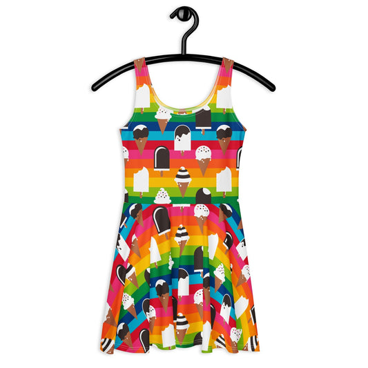 Skater dress - JÄDE rainbow - Happy ice cream print 3XL