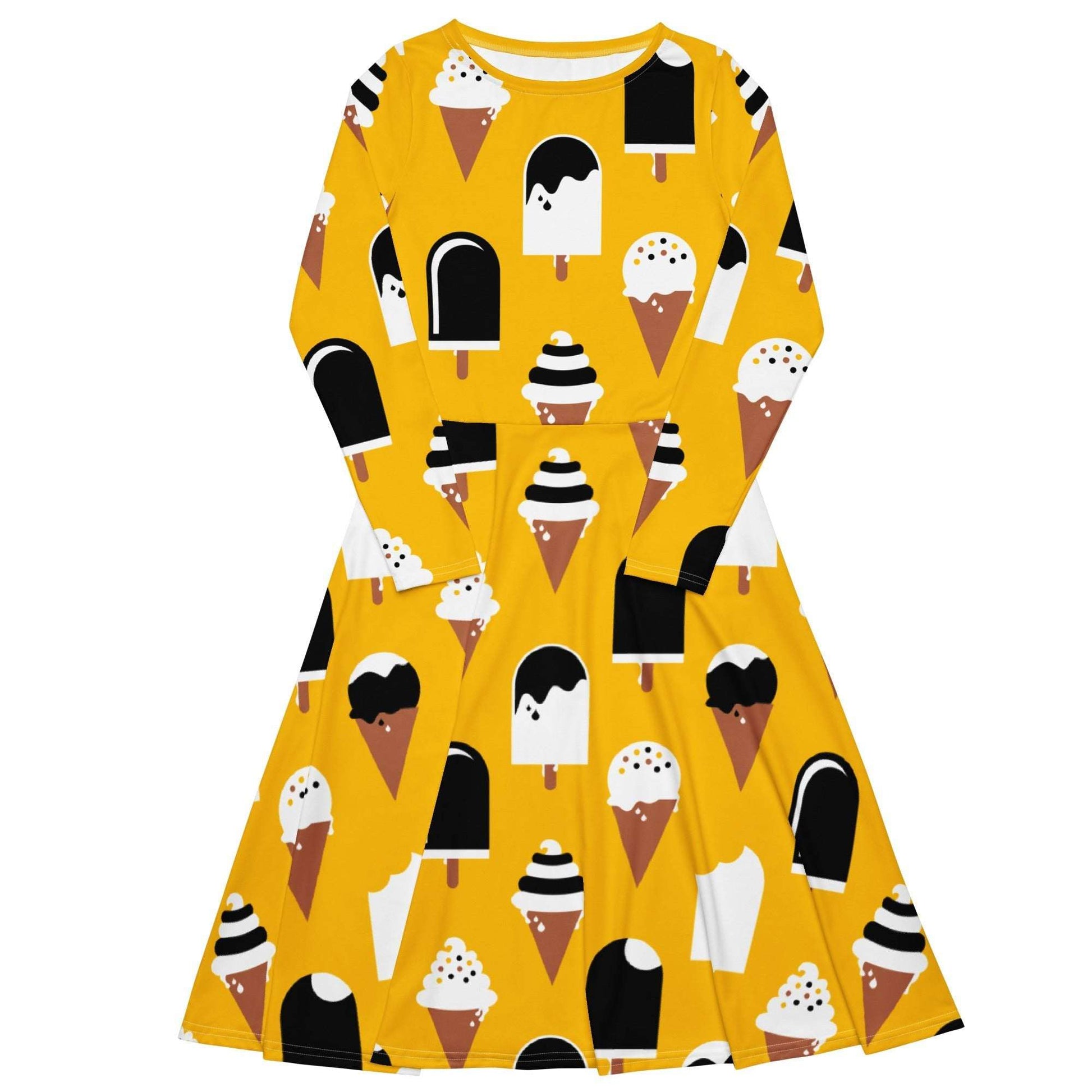 Midi dress - JÄDE yellow - Happy ice cream print 6XL