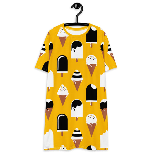 T-shirt dress - JÄDE yellow - Happy ice cream print 6XL