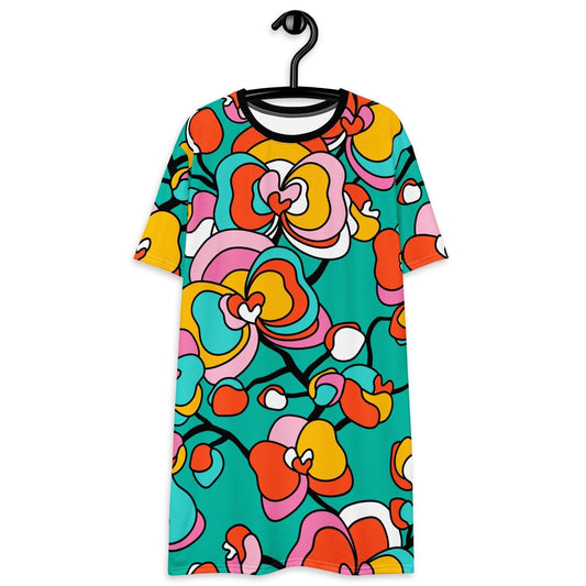 T-shirt dress - JUBILEE mint - Groovy bloom print 6XL